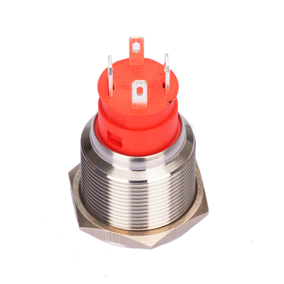 Nút nhấn 22mm Ip67 Vòng tròn có đèn Led chiếu sáng cao Dòng điện tự đặt lại Khóa thép