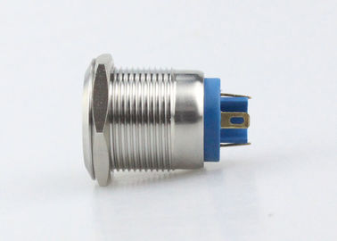 Tự thiết lập lại Bảng điều khiển LED Gắn nút nhấn Công tắc Đầu nối chân 19mm Hợp kim bạc 1NO