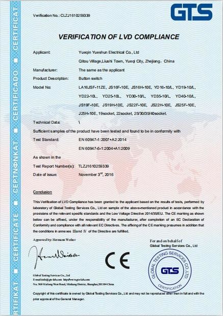 Trung Quốc Yueqing Yueshun Electric Co., Ltd. Chứng chỉ